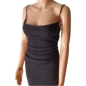 Zara Sleek Black Spaghetti Strap Midi Dress